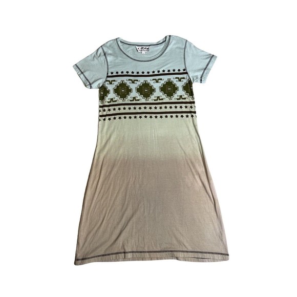 Back In The Saddle Womens Size Small Tee Shirt Dress Western Indie Boho Ombre - Picture 1 of 13